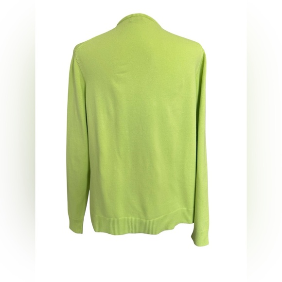 Lands’ End W’s Bright Green Supima Cotton Blend Cardigan Sweater L Button Front - Picture 4 of 8